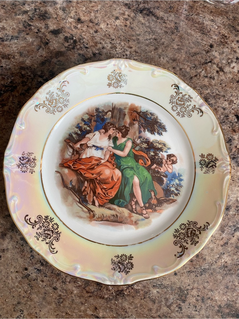 vintage KAHLA porcelain plates made in the GDR (East Germany), offered as a set